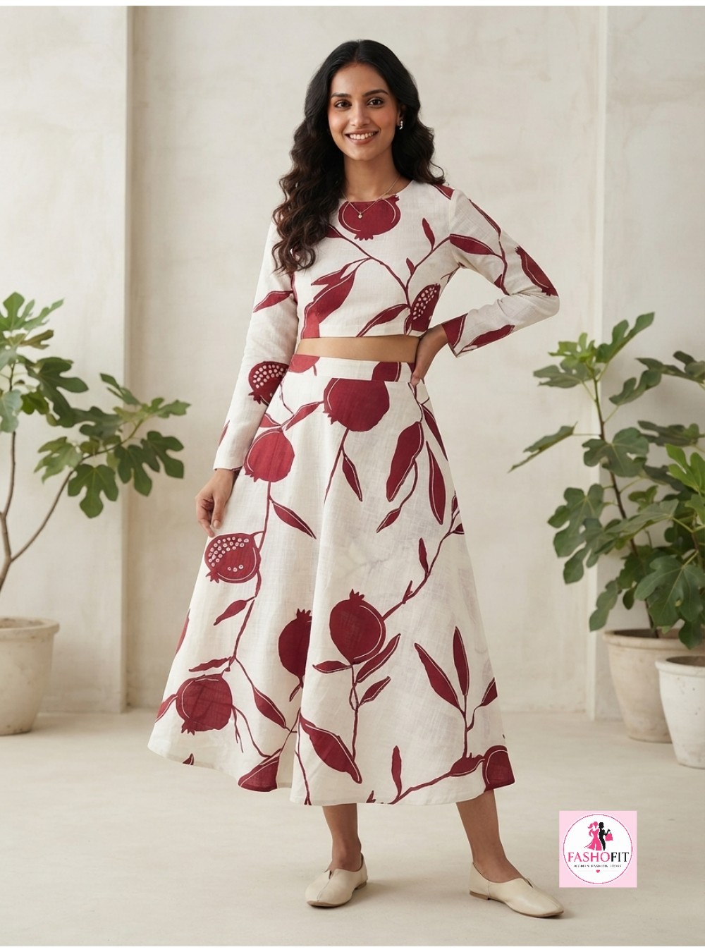 Cotton Stylish Crop Top & Skirt Set