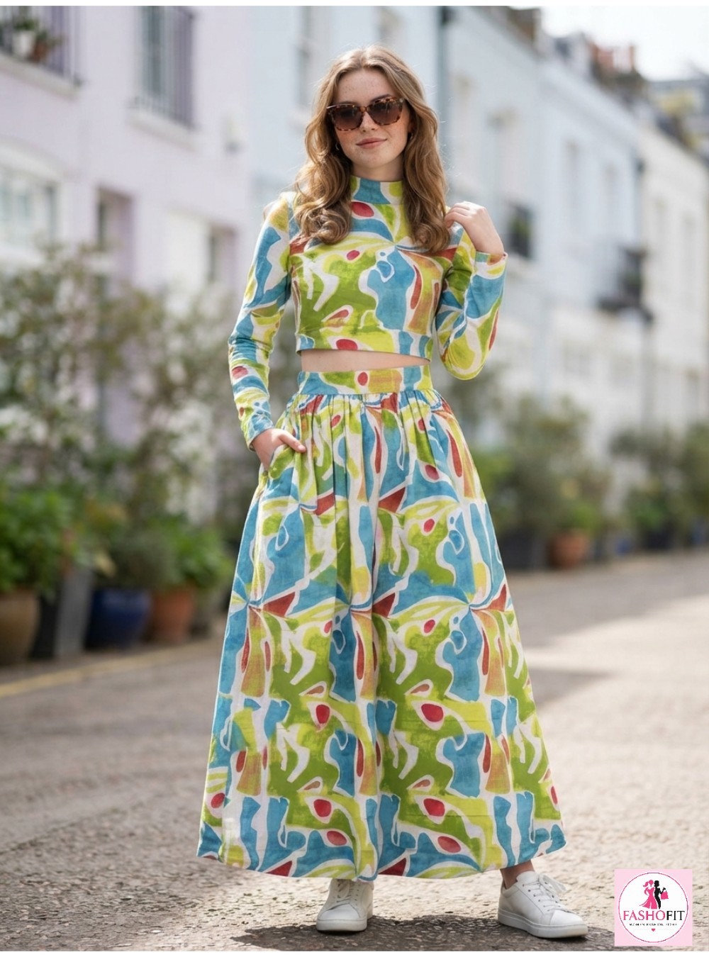 Cotton Stylish Crop Top & Skirt Set