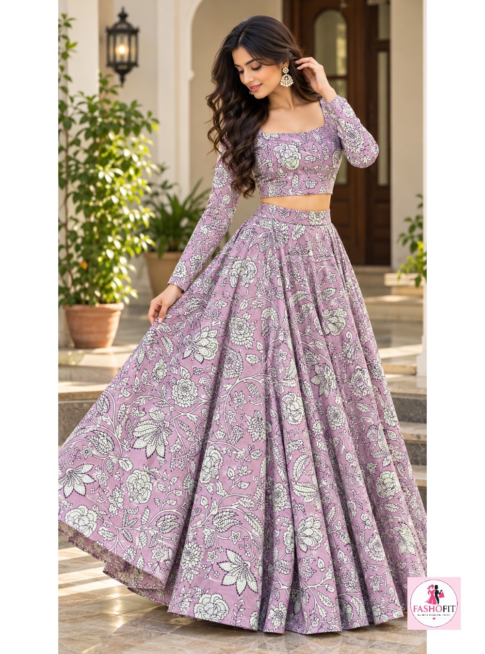 Cotton Stylish Crop Top & Skirt Set