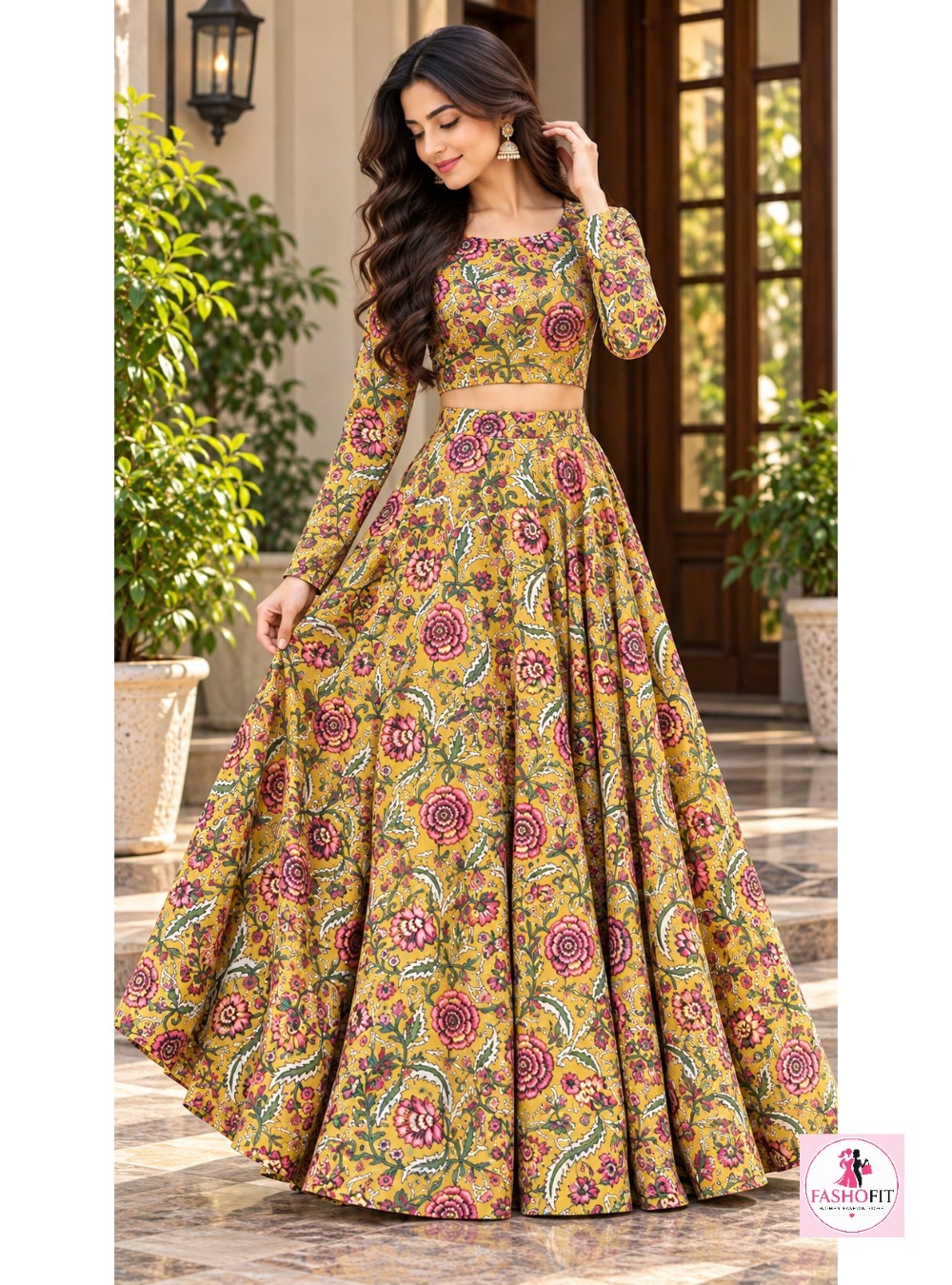Cotton Stylish Crop Top & Skirt Set