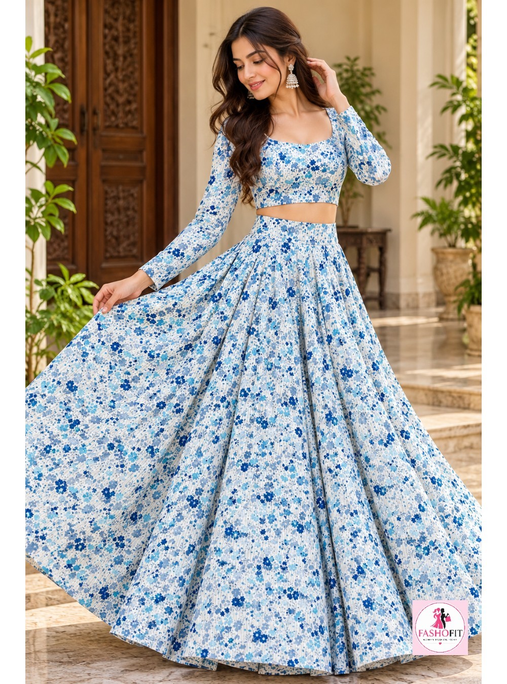 Cotton Stylish Crop Top & Skirt Set