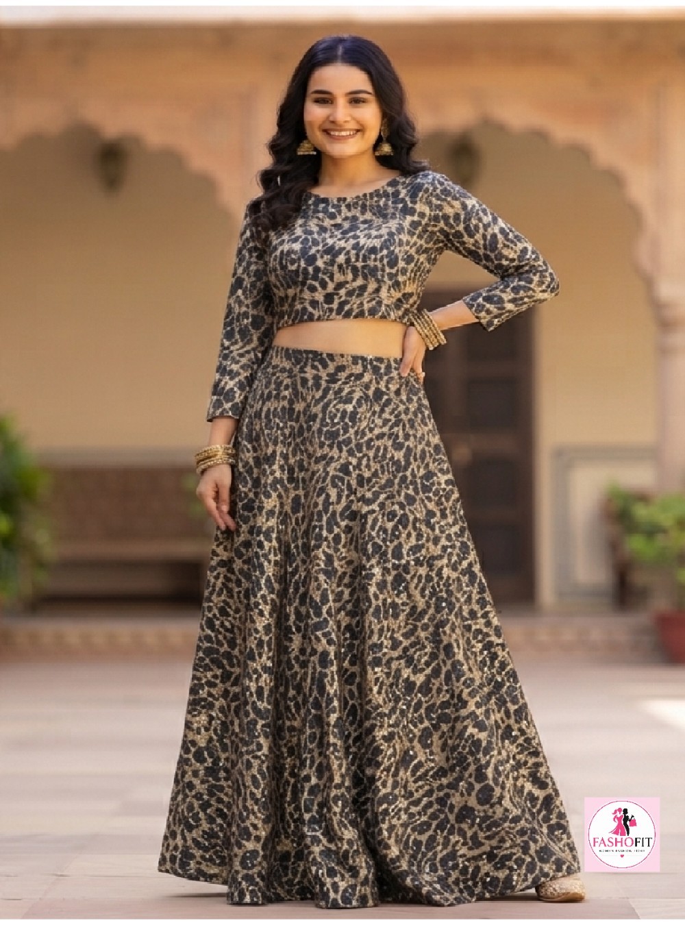 Cotton Stylish Crop Top & Skirt Set
