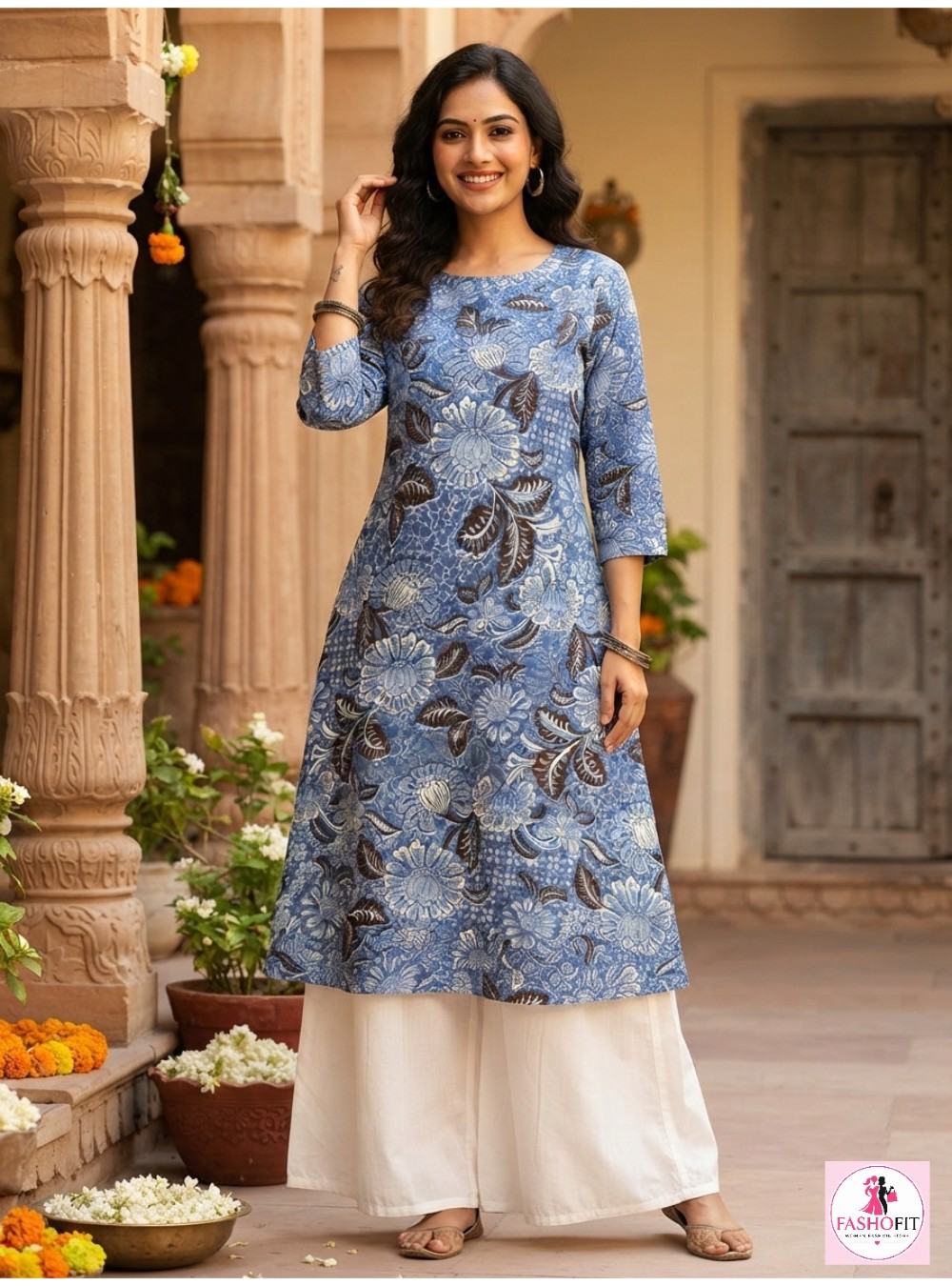 Pure Cotton A-Line Kurti (Only Kurta)
