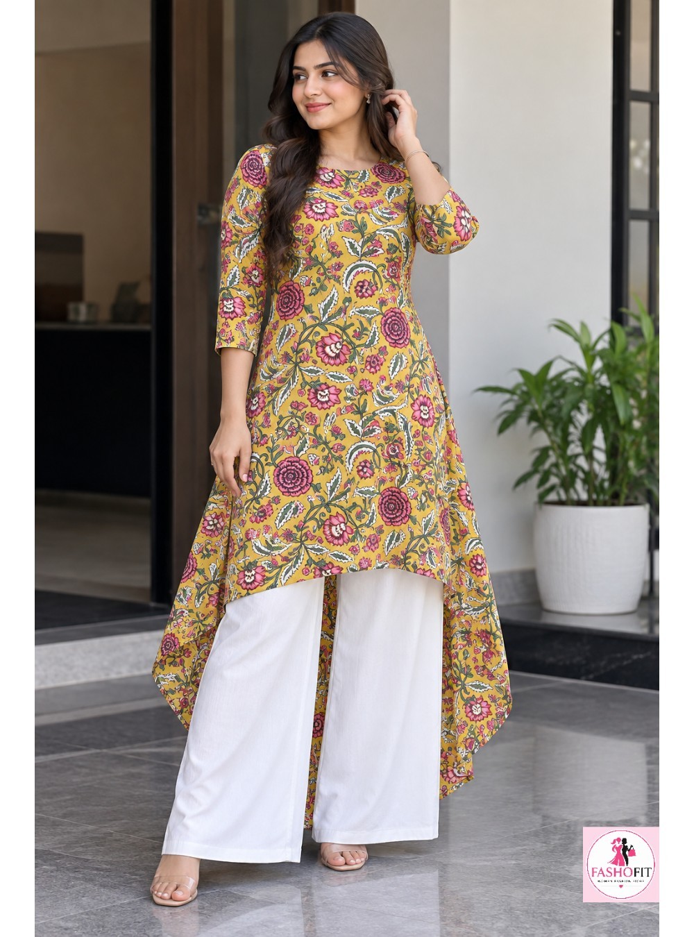 Trendy Casual Wear High-Low Cotton Kurti for Women