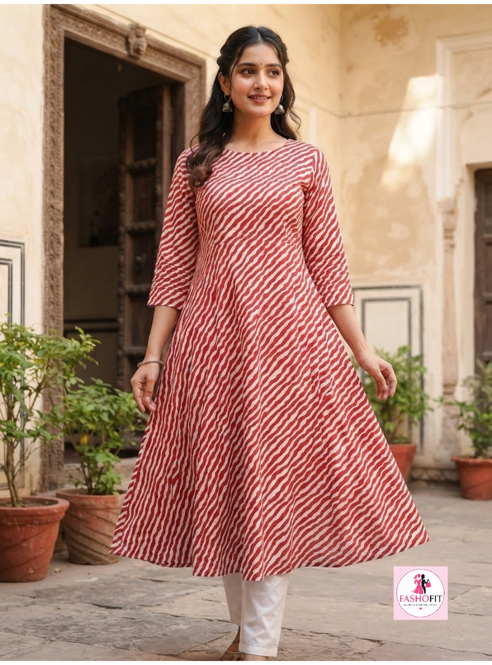 Pure Cotton A-Line Kurti (Only Kurta)