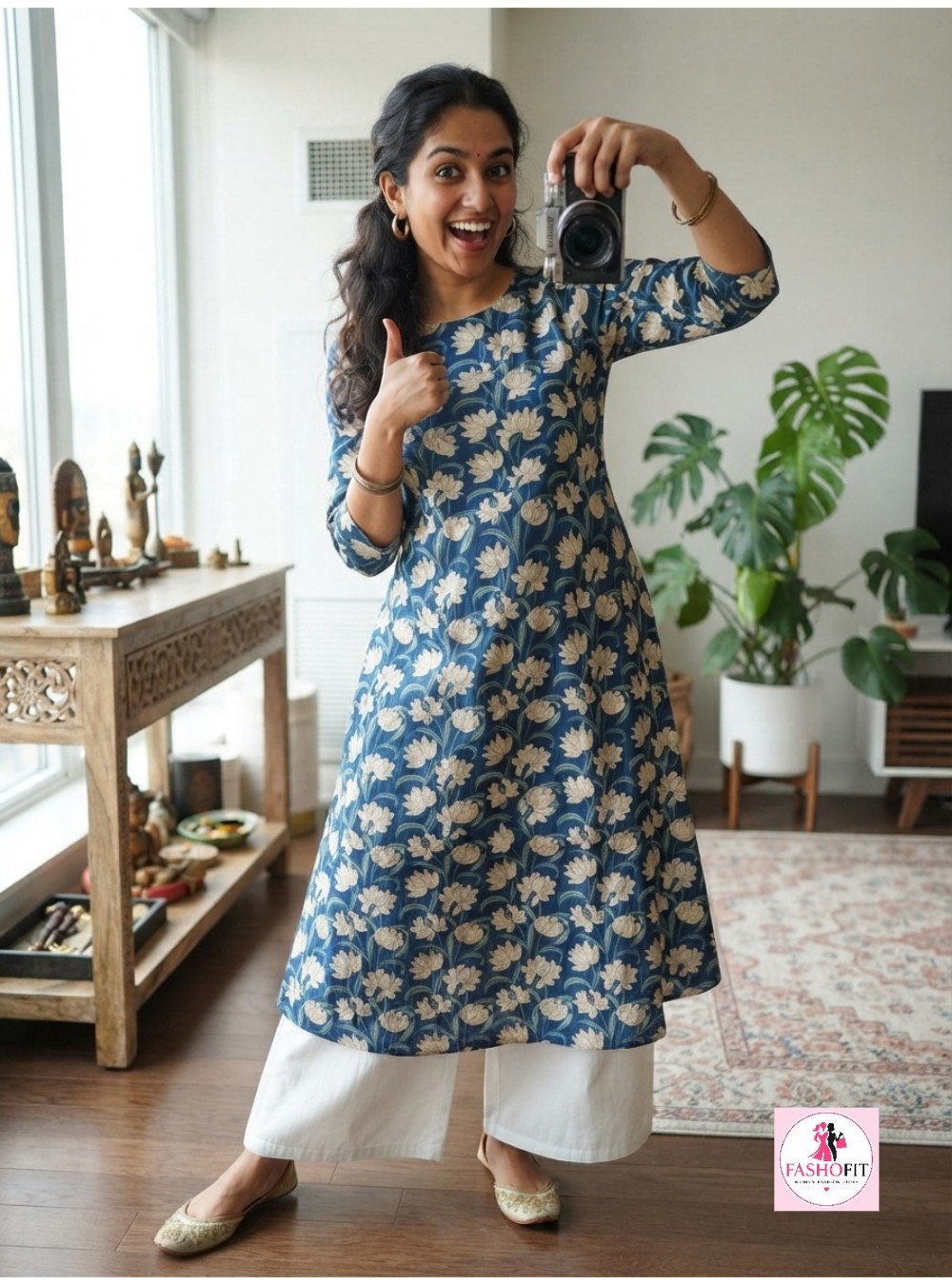 Pure Cotton A-Line Kurti (Only Kurta)